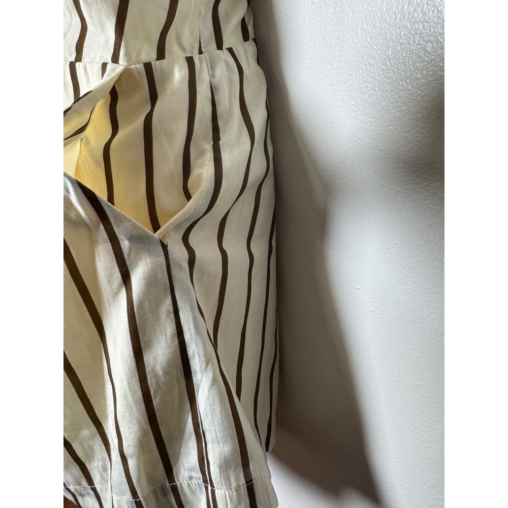 Line and Dot Macario V-Neck Romper Cream Brown Open Back Resort Collection Sz S - Picture 9 of 11